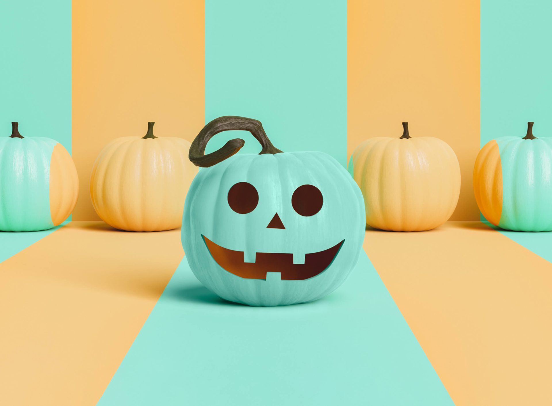 Citrouilles turquoises enfants allergiques Halloween