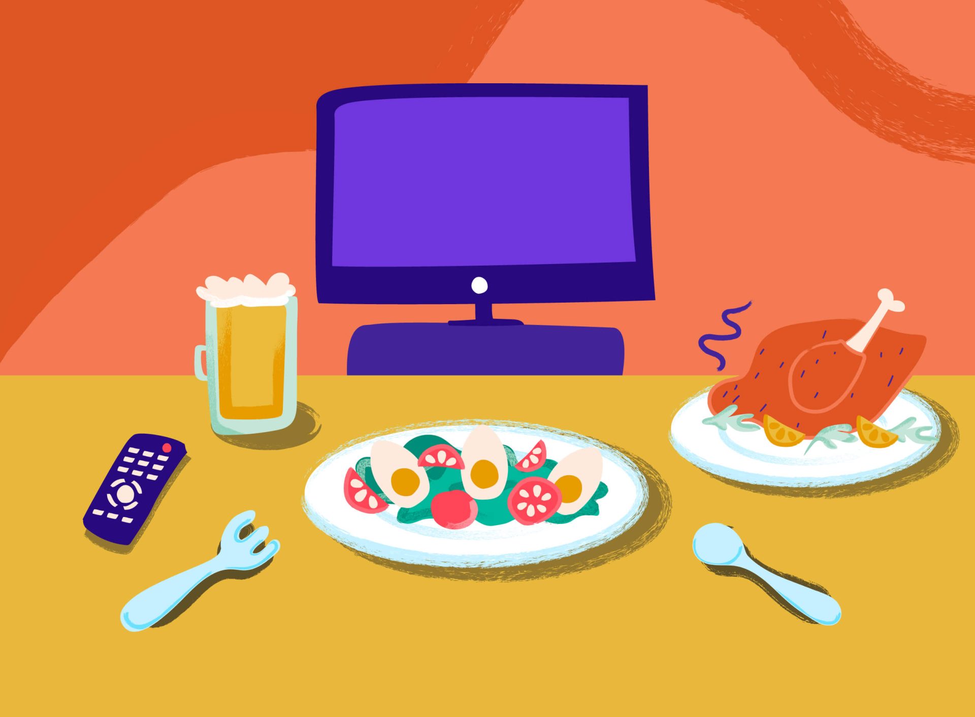 Fermer la télévision en mangeant