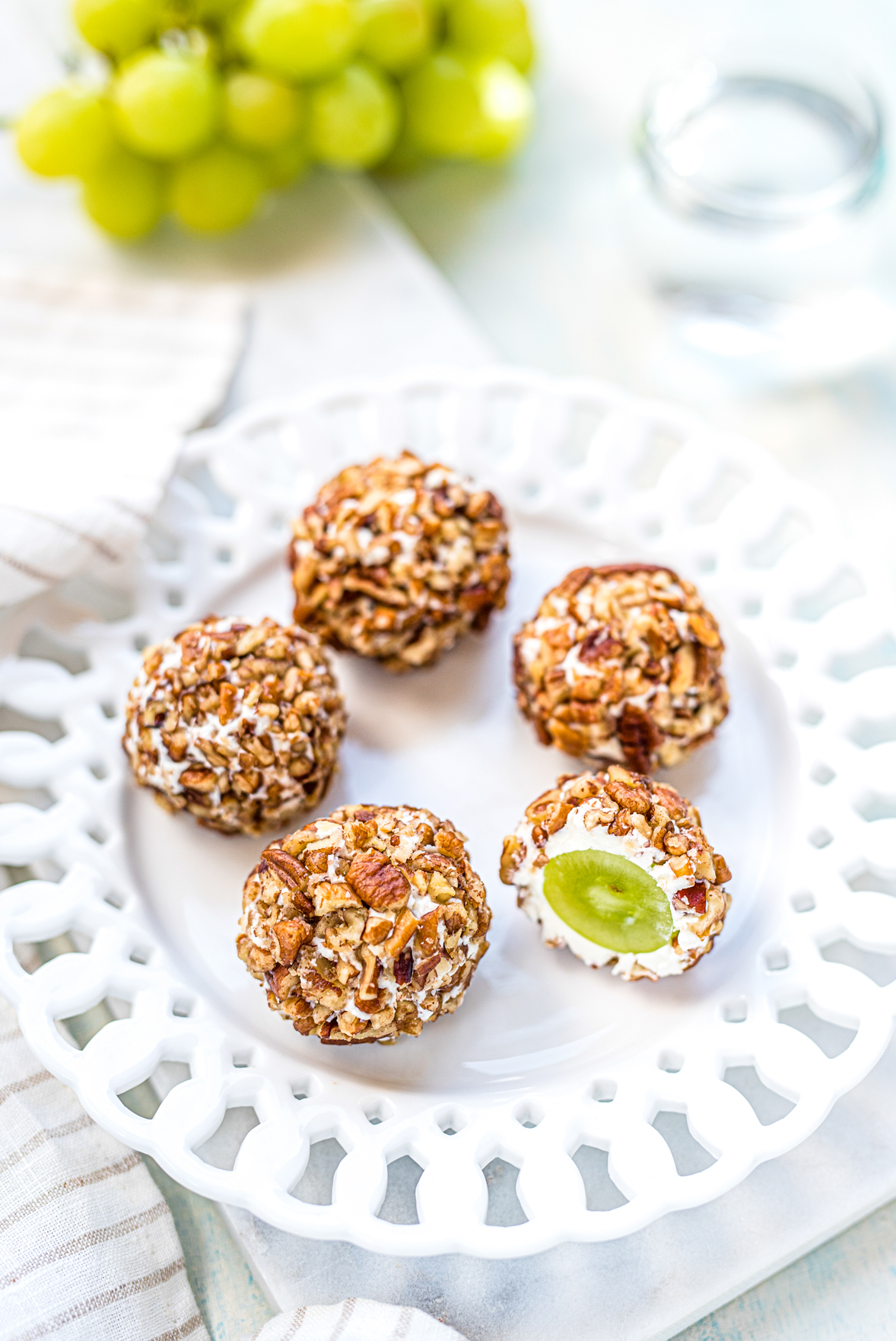 Goat cheese, grape and pecan balls