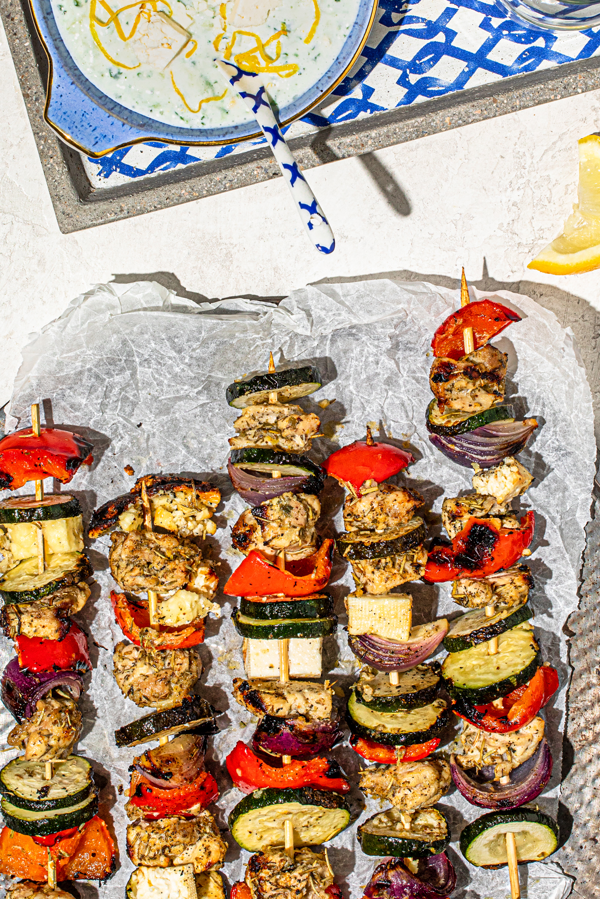 Brochette de poulet grecque tzatziki