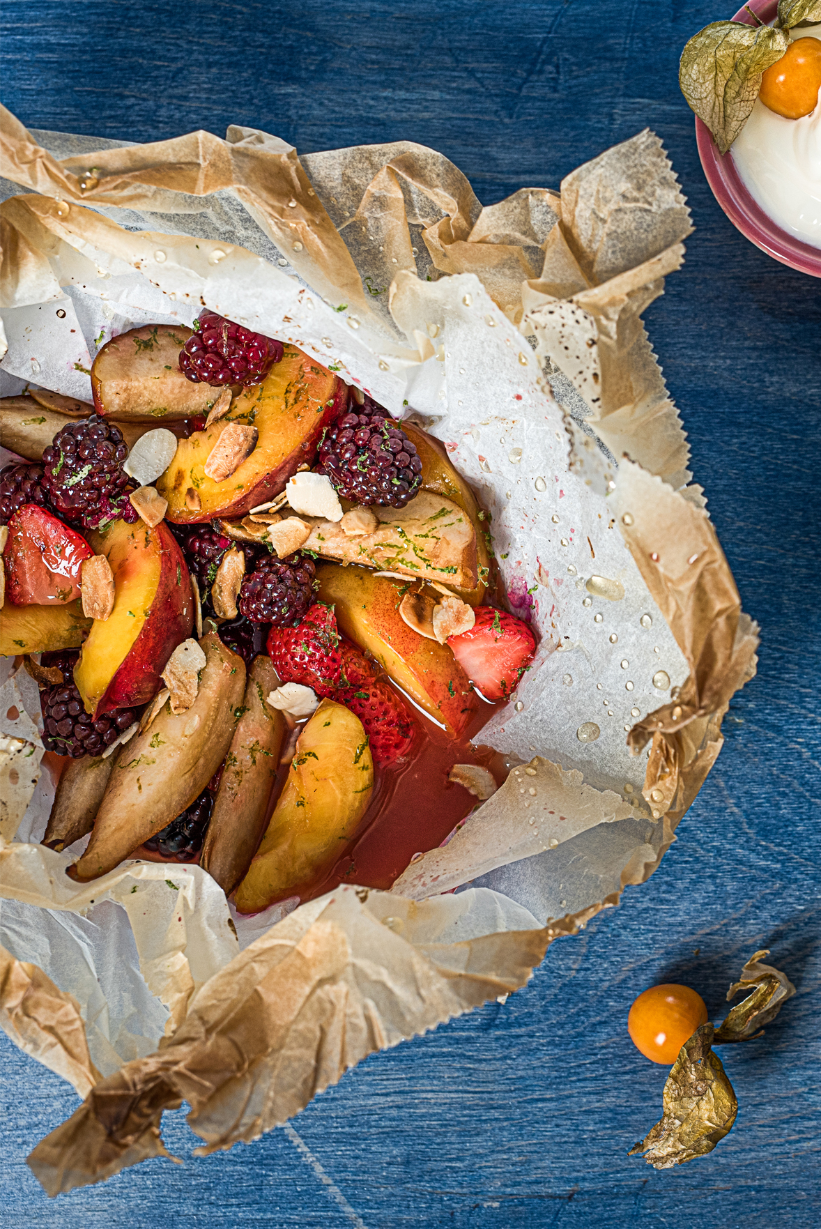 Dessert BBQ papillote de fruits