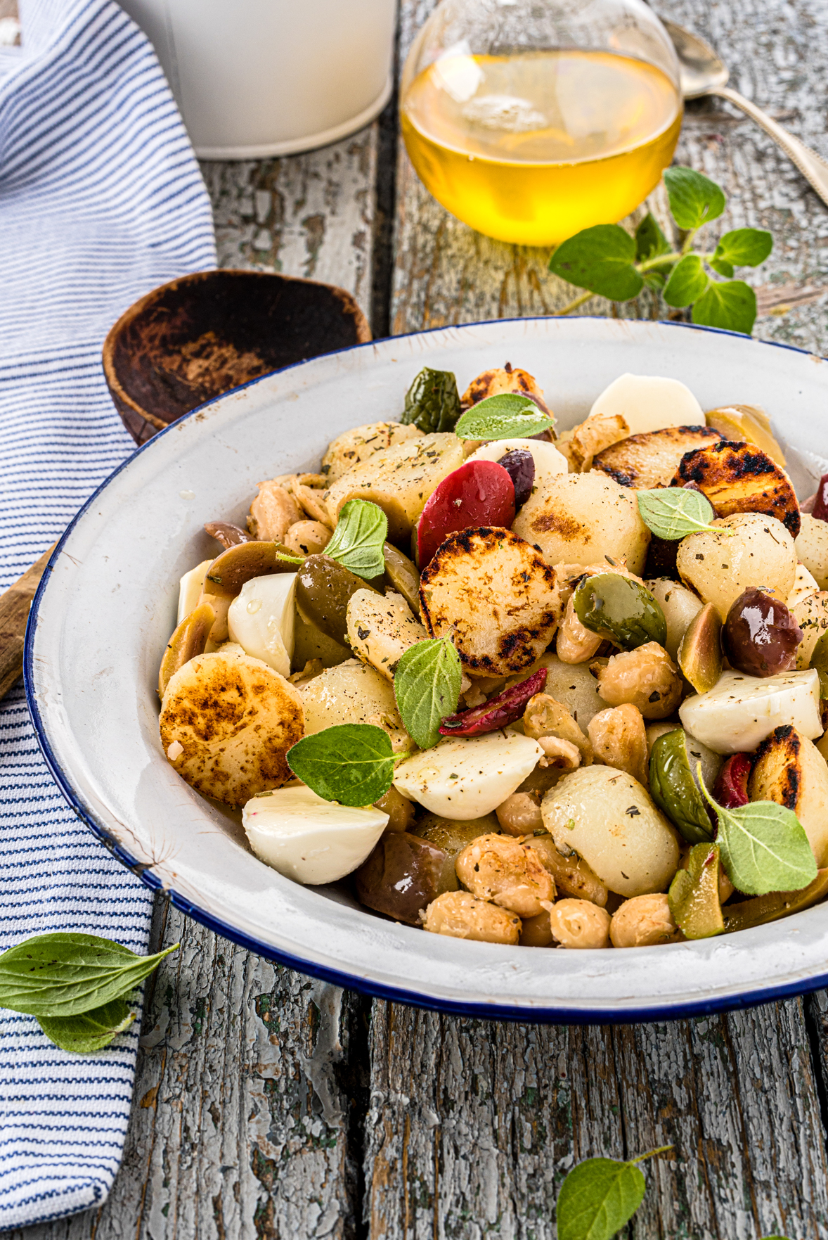 Olive and bean potato salad