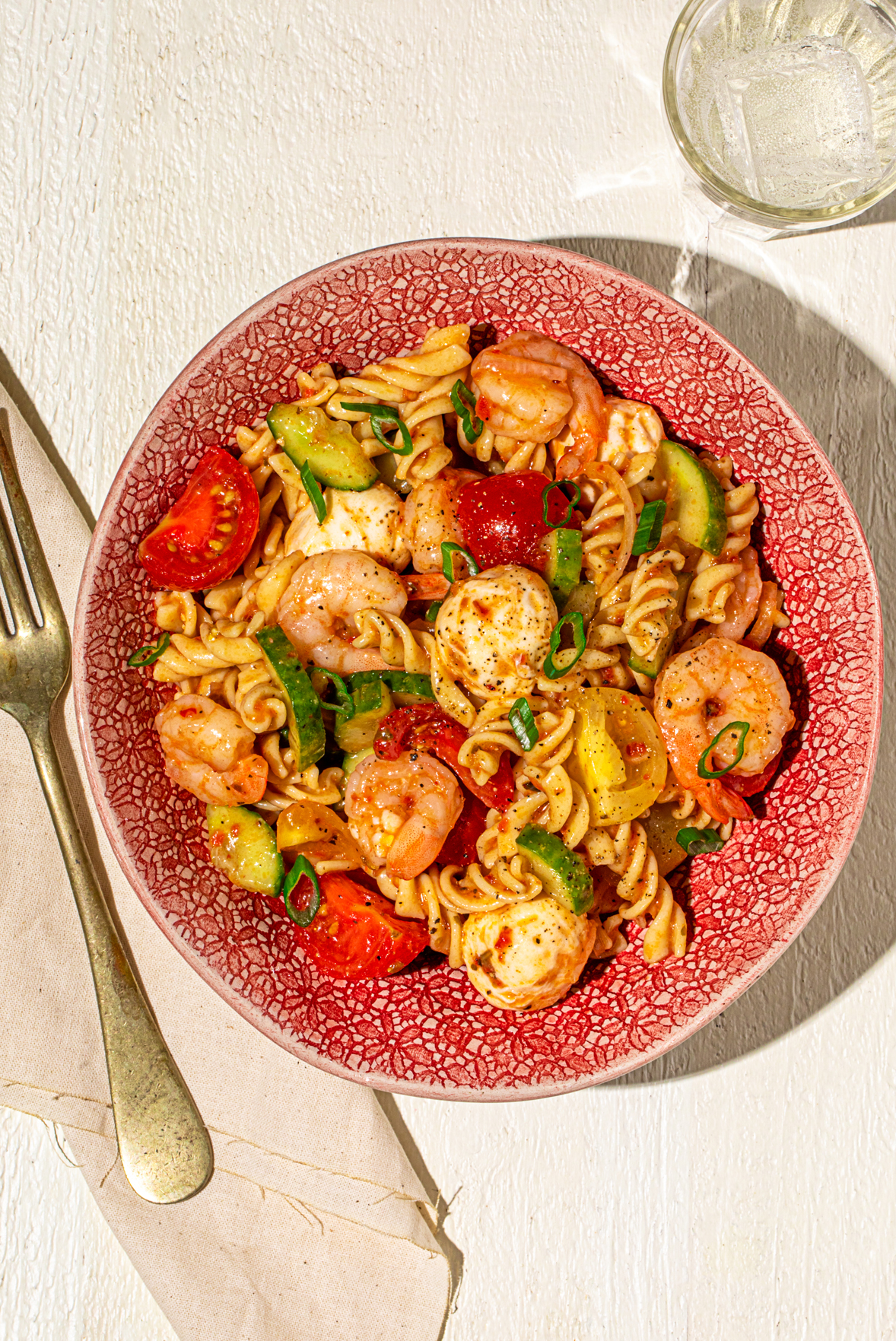 Salade de pâtes froide aux crevettes