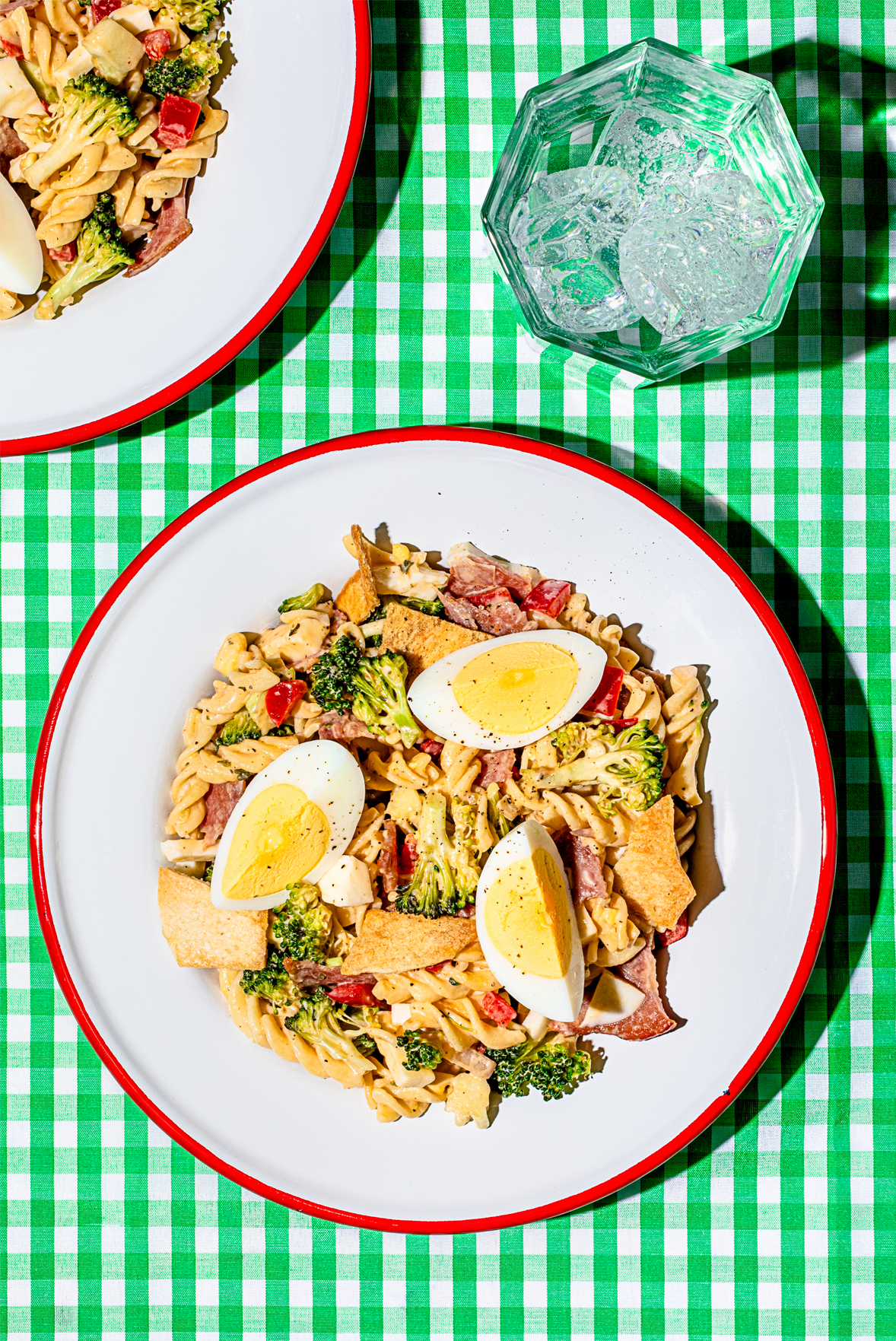 Eggs and bacon pasta salad