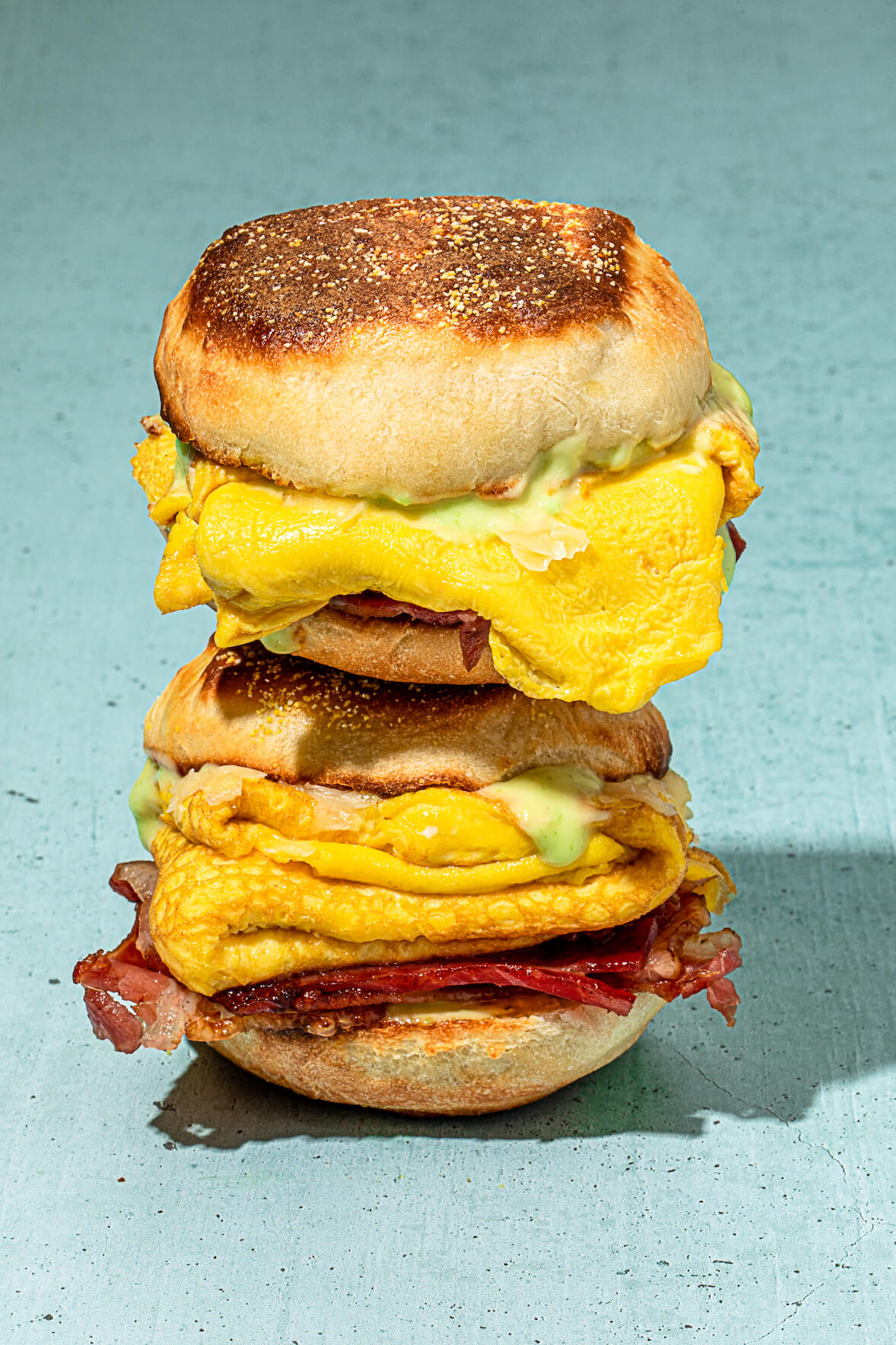 Breakfast sandwich with bodega-style eggs