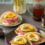 Fried Egg and Shredded Ham Breakfast Sandwich