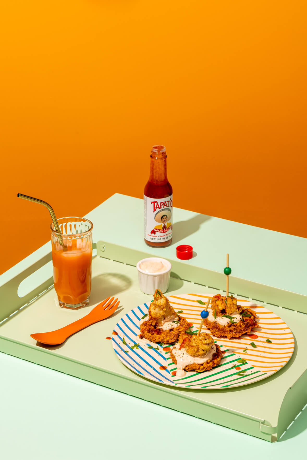 Sweet Potato, Fried Chicken & Hot Sauce Waffles