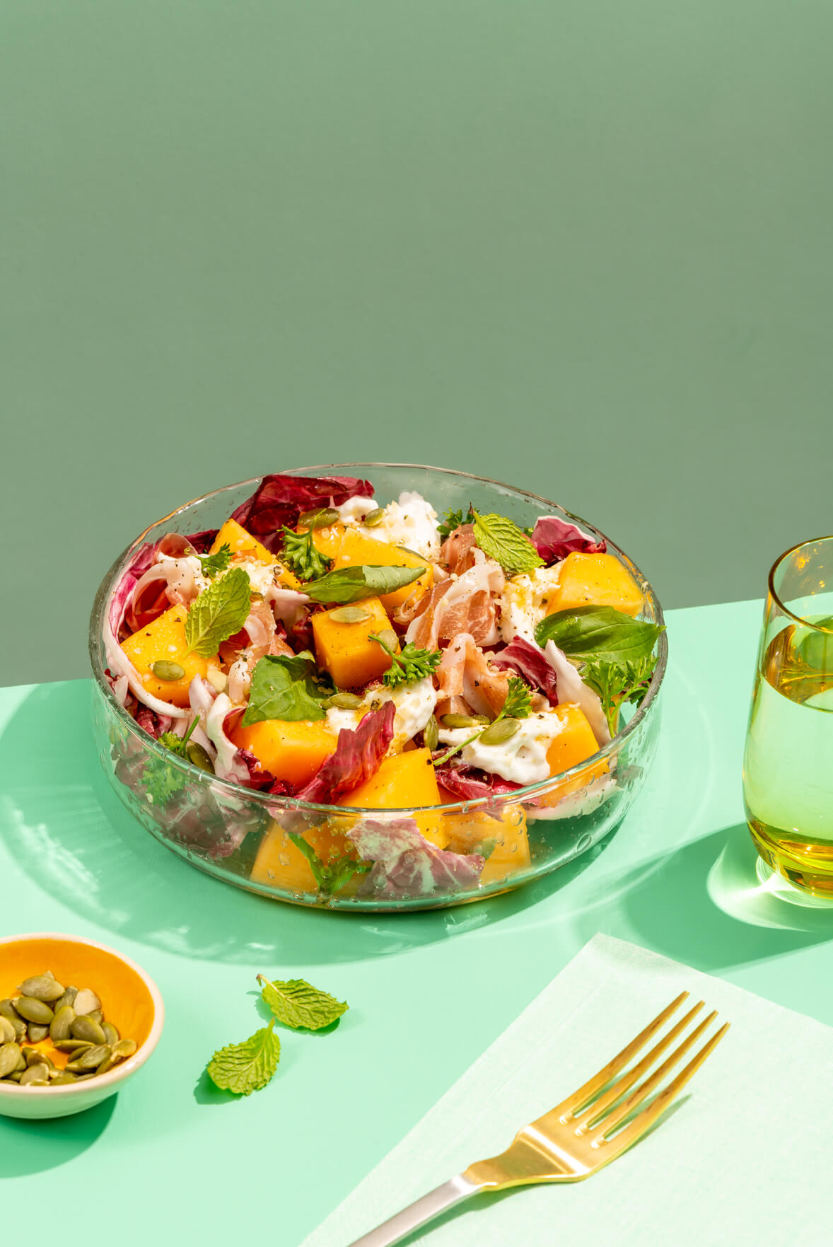 cantaloupe caprese salad