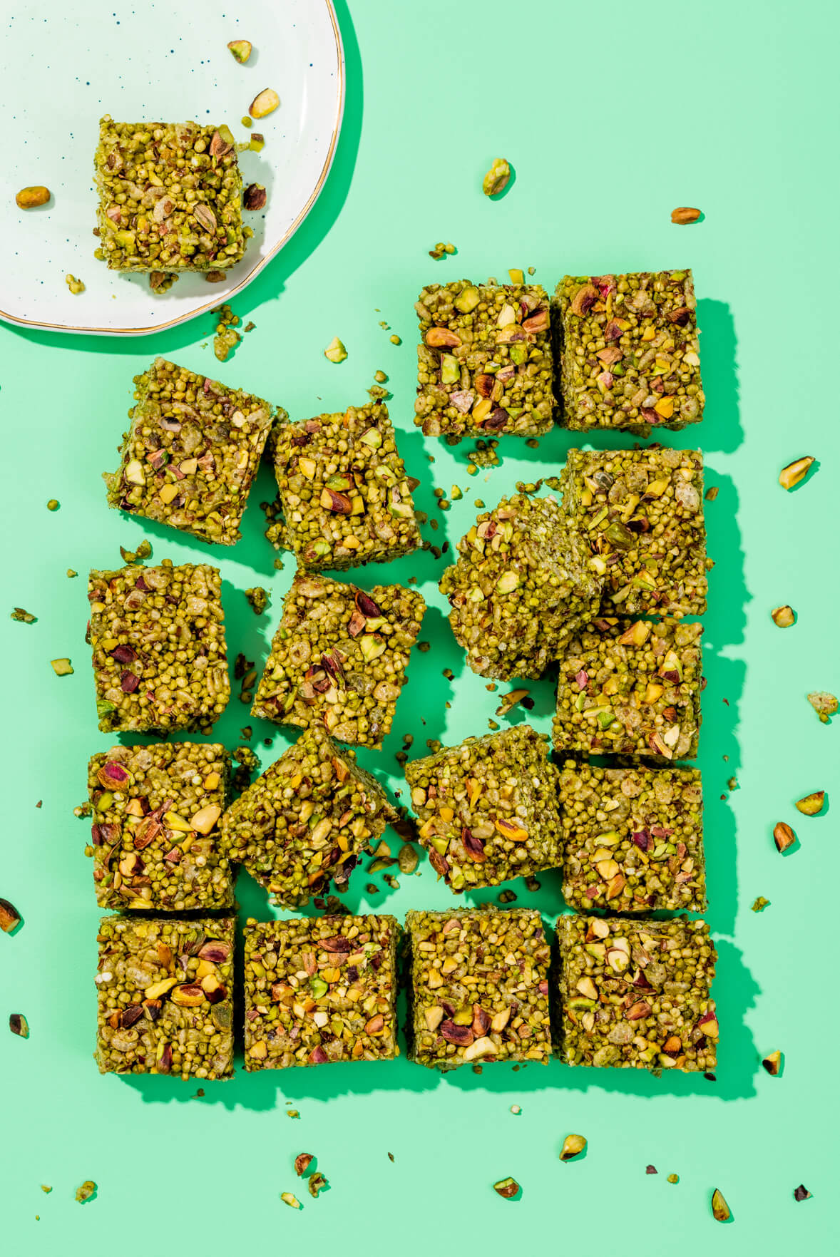 Carrés à la guimauve matcha-pistache