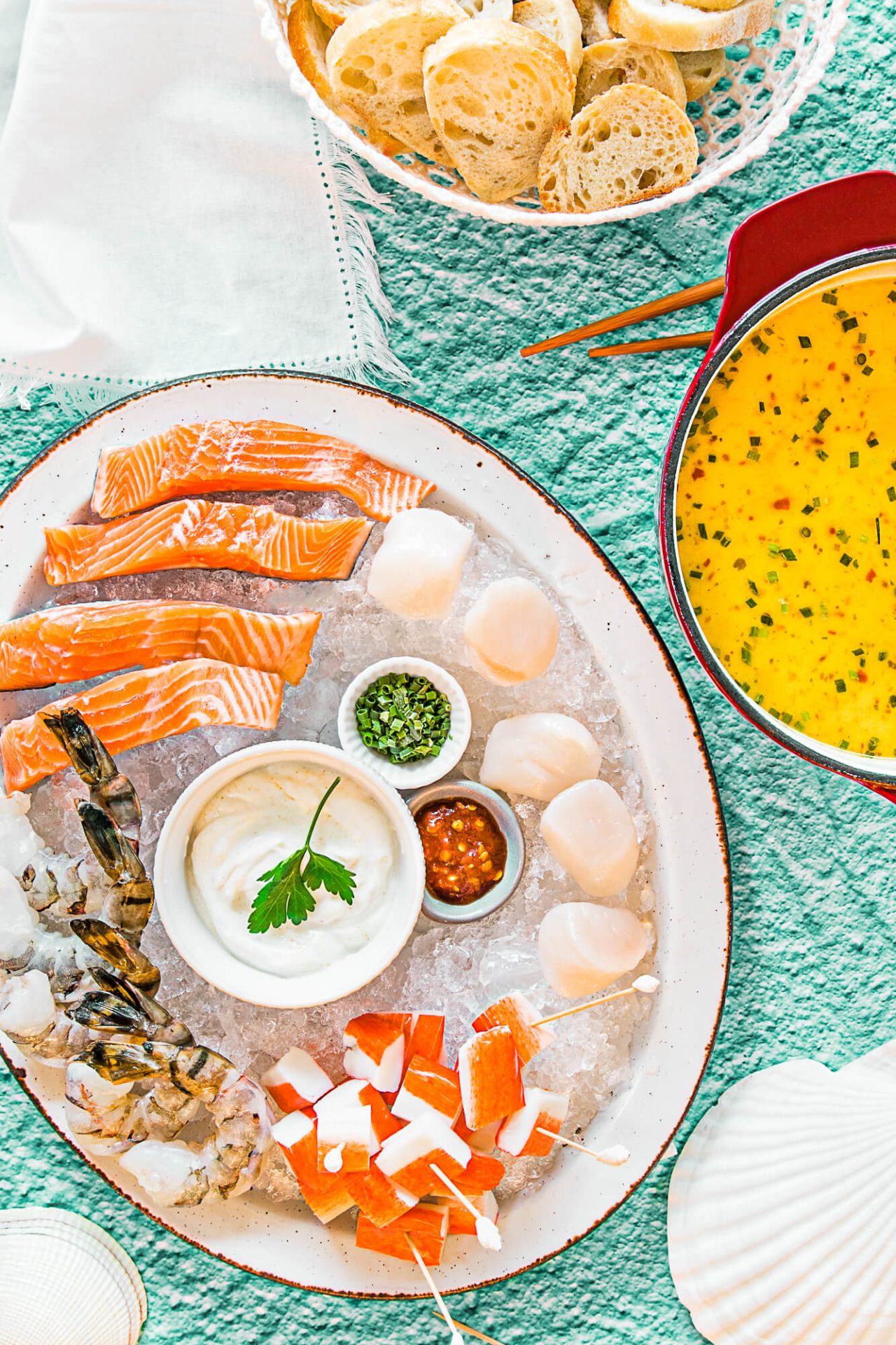 Fondue aux poissons et aux fruits de mer