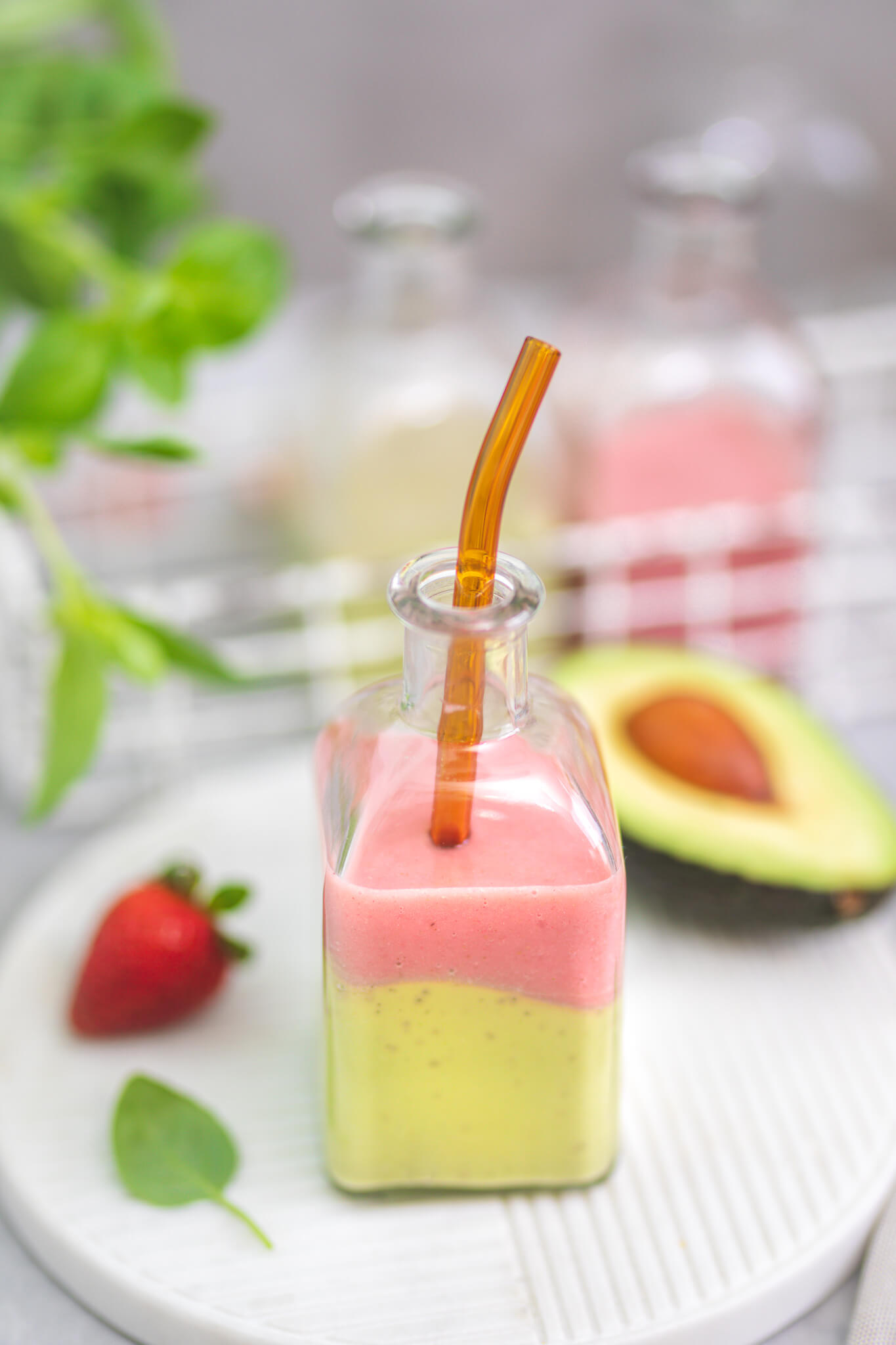 Strawberry, banana and avocado smoothie