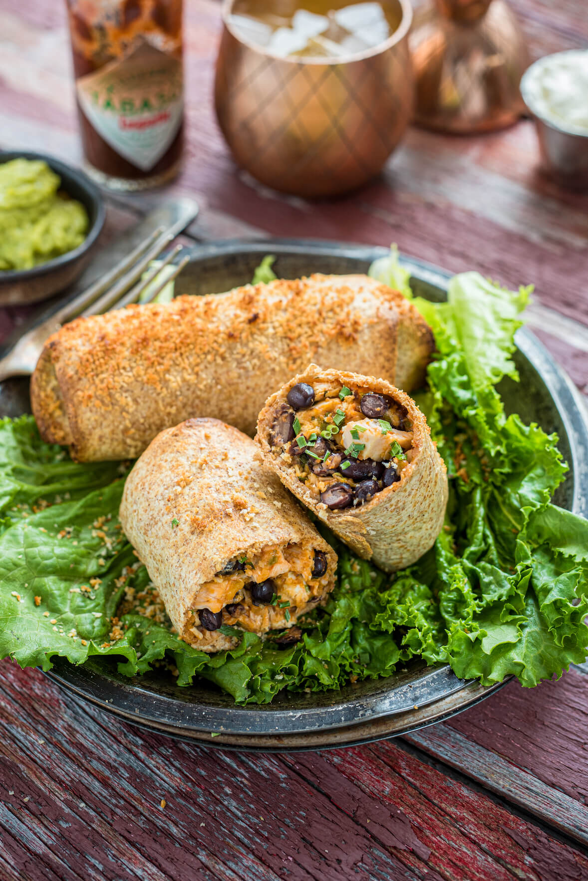 Burritos au poulet façon chimichangas
