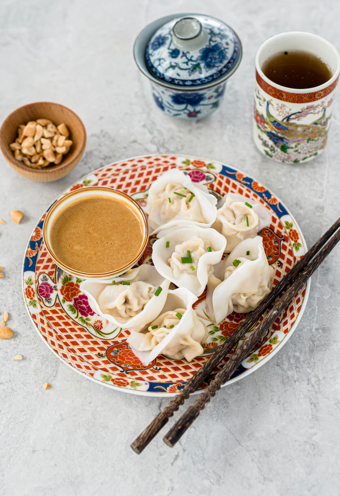 Dumplings vapeur sauce aux arachides