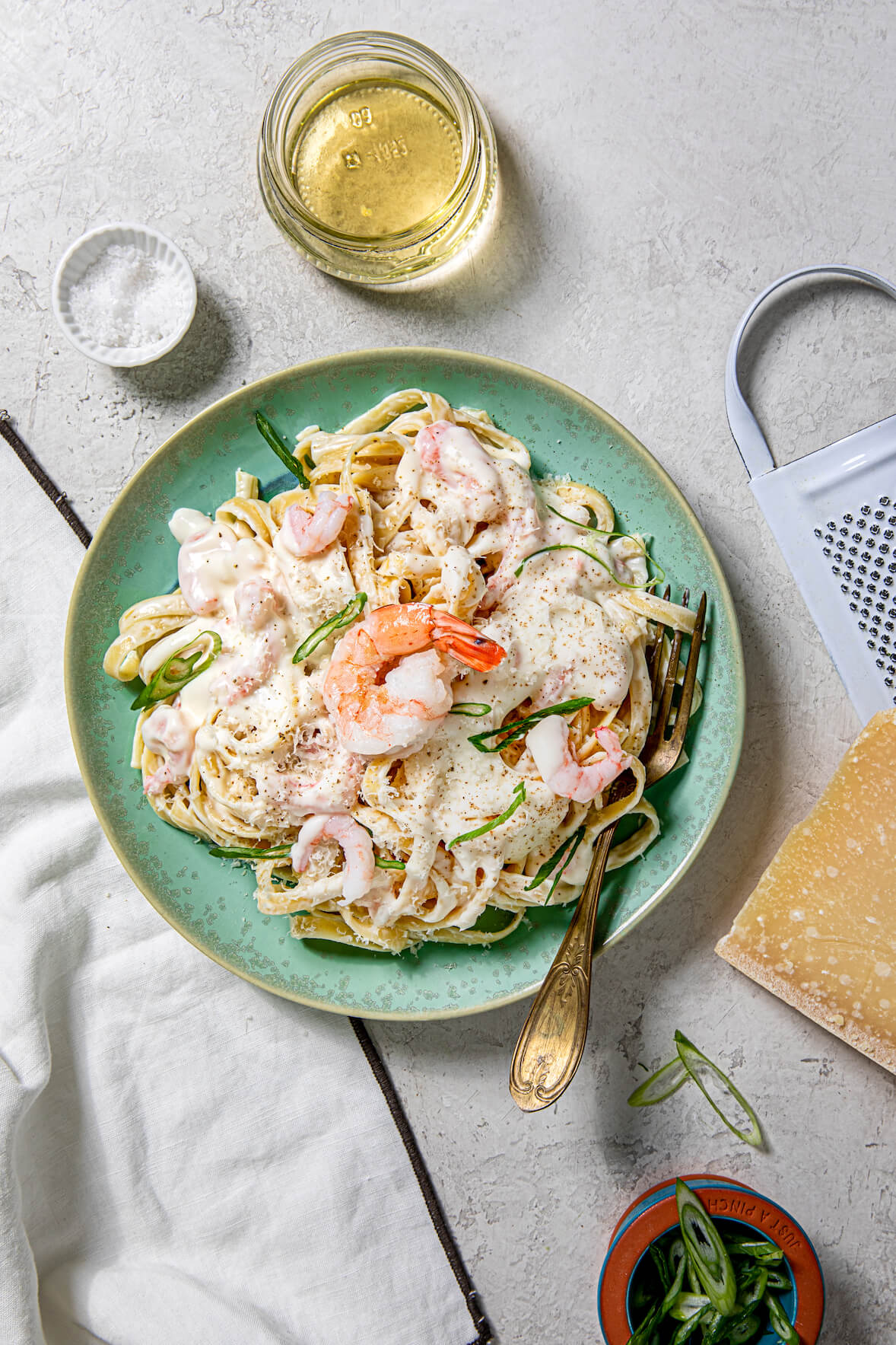 Pâtes Alfredo aux crevettes