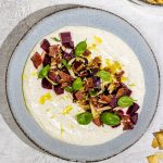 Trempette de féta fouetté, bacon et betterave