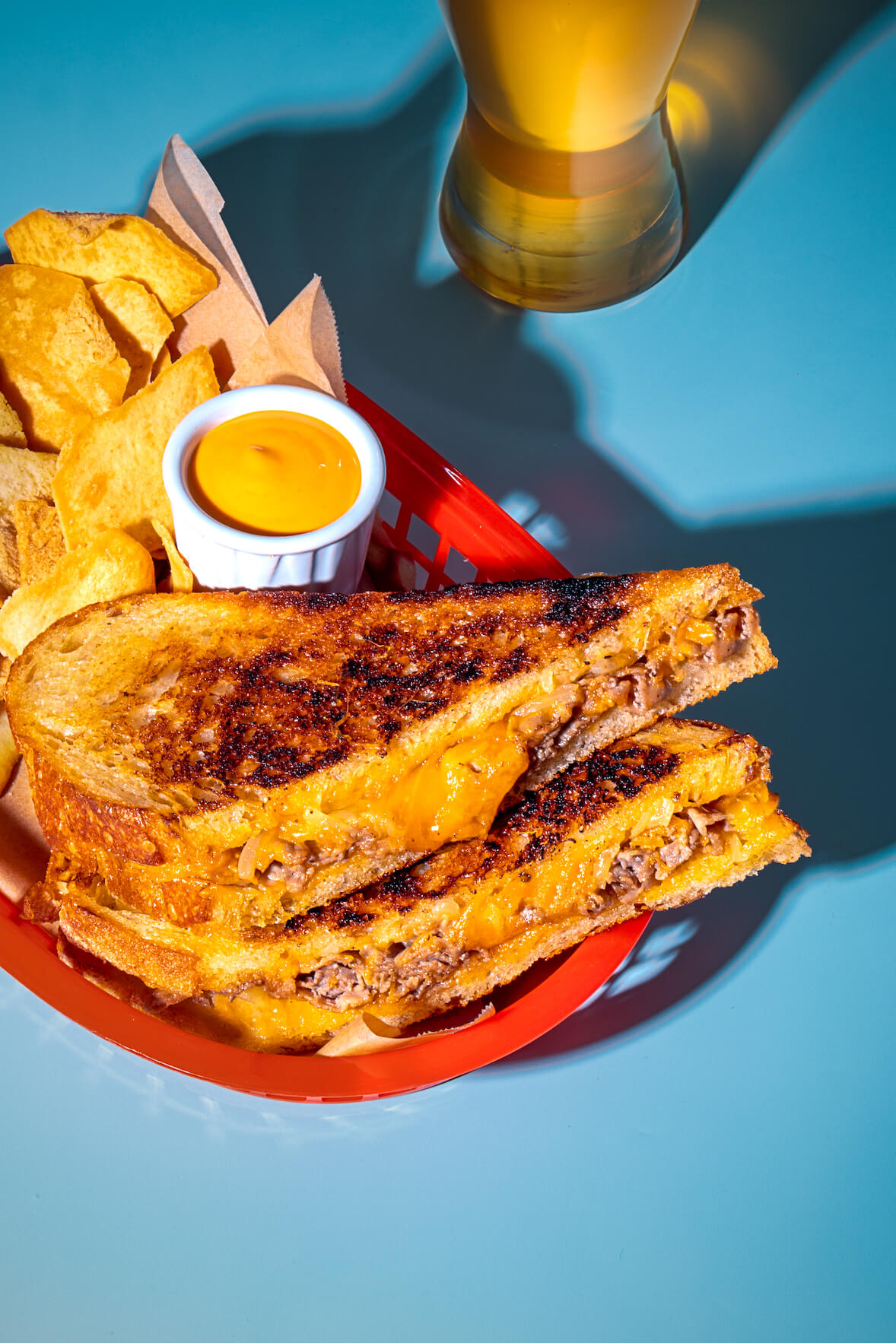 Grilled cheese avec viande à fondue
