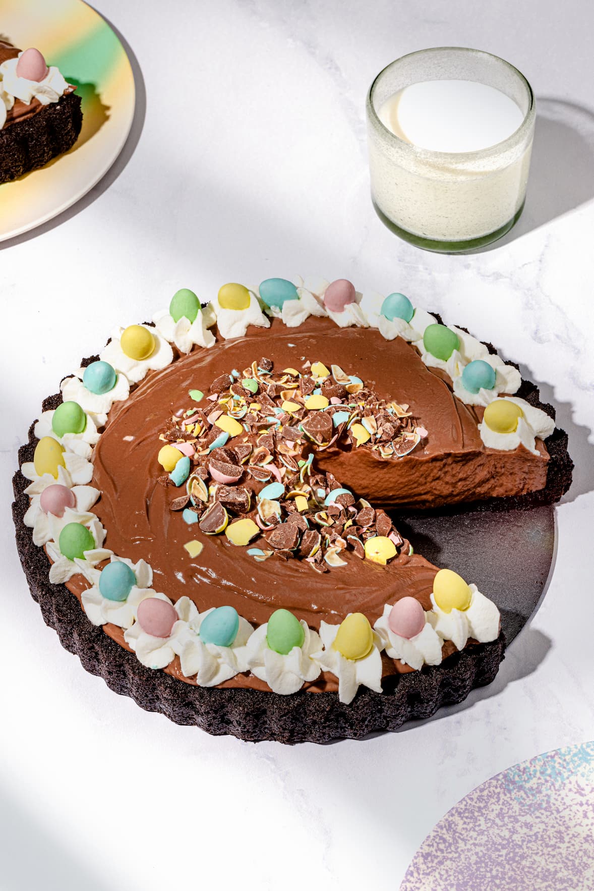 Tarte au chocolat avec chapelure oréo et mini eggs