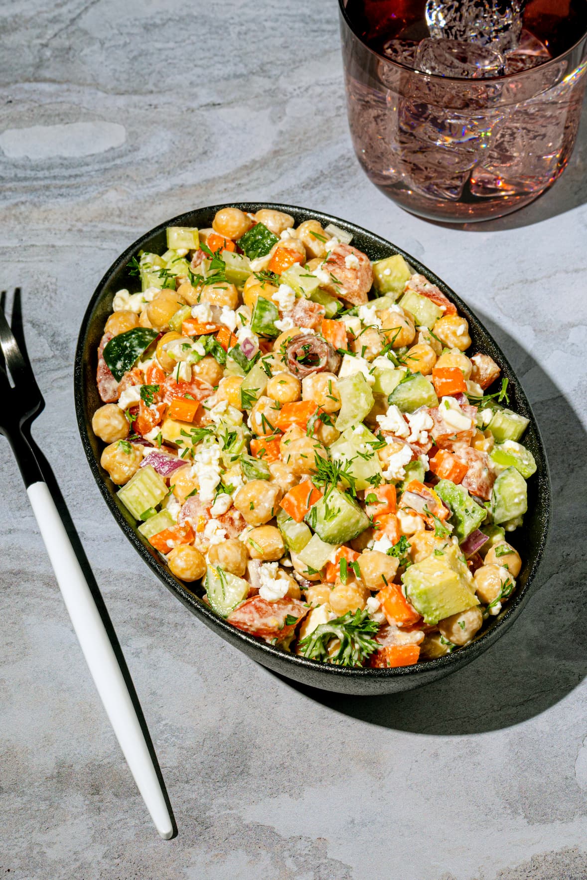 Salade de pois chiche feta tahini