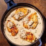 Poulet à la crème et aux champignons