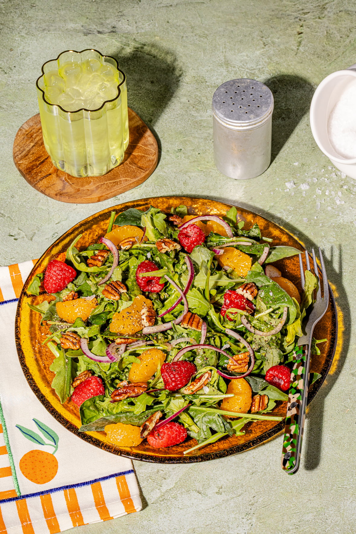 Salade de roquette et framboises