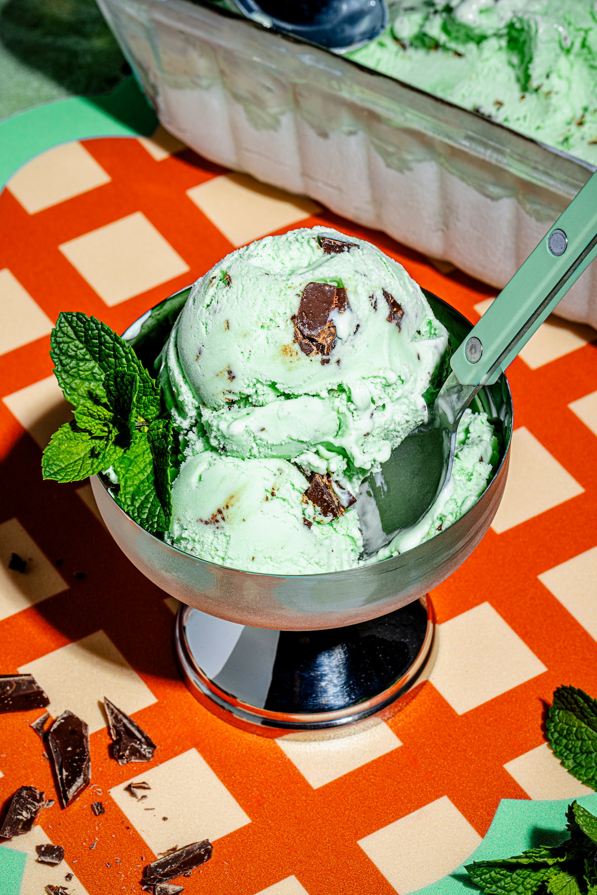 Crème glacée à la menthe et chocolat
