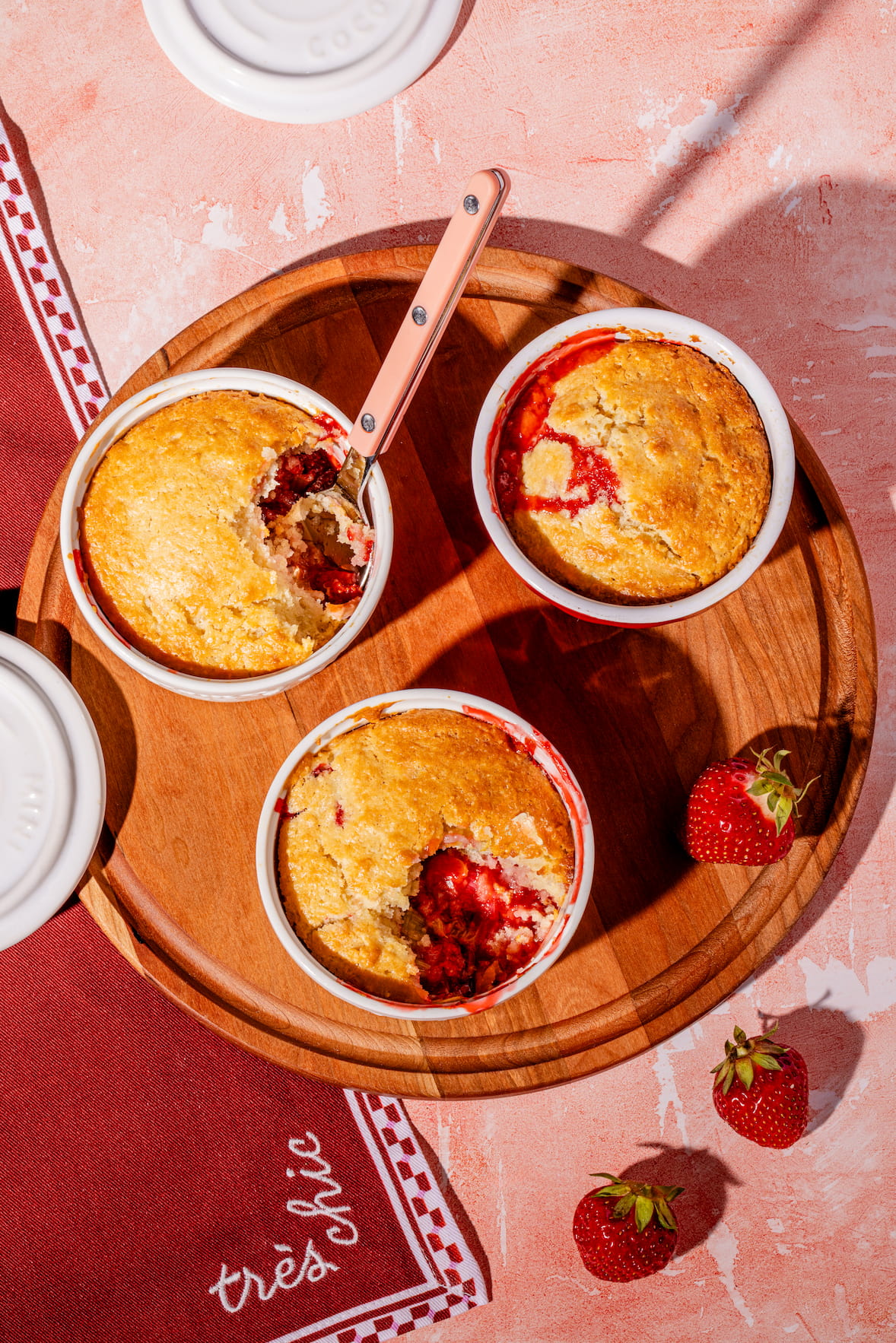 Mini pouding fraise rhubarbe