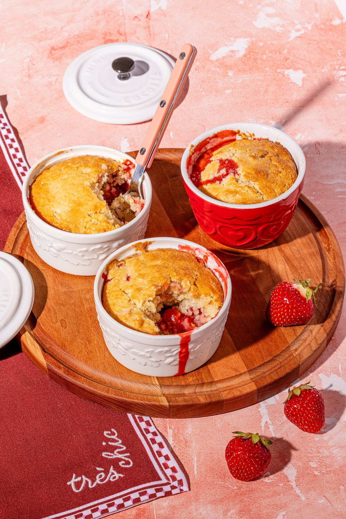 Mini pouding fraise rhubarbe