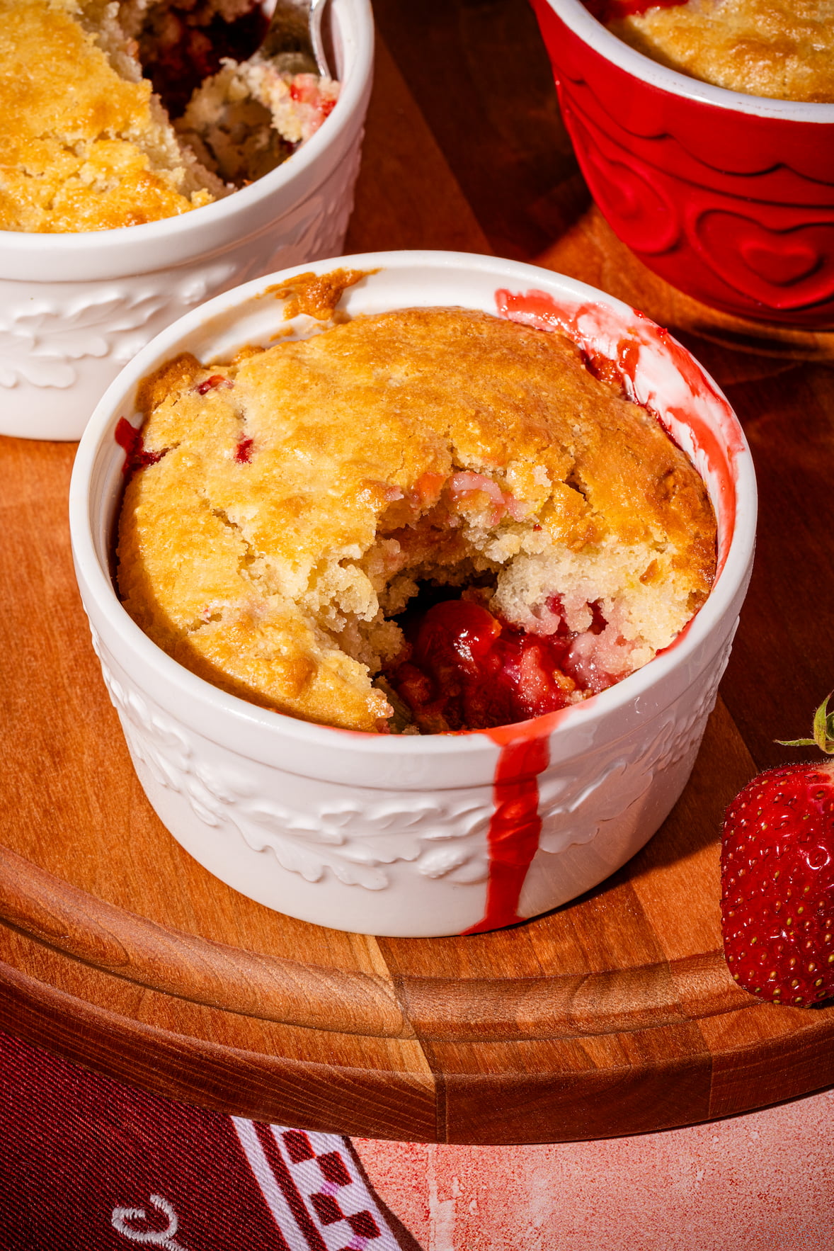 Mini pouding fraise rhubarbe